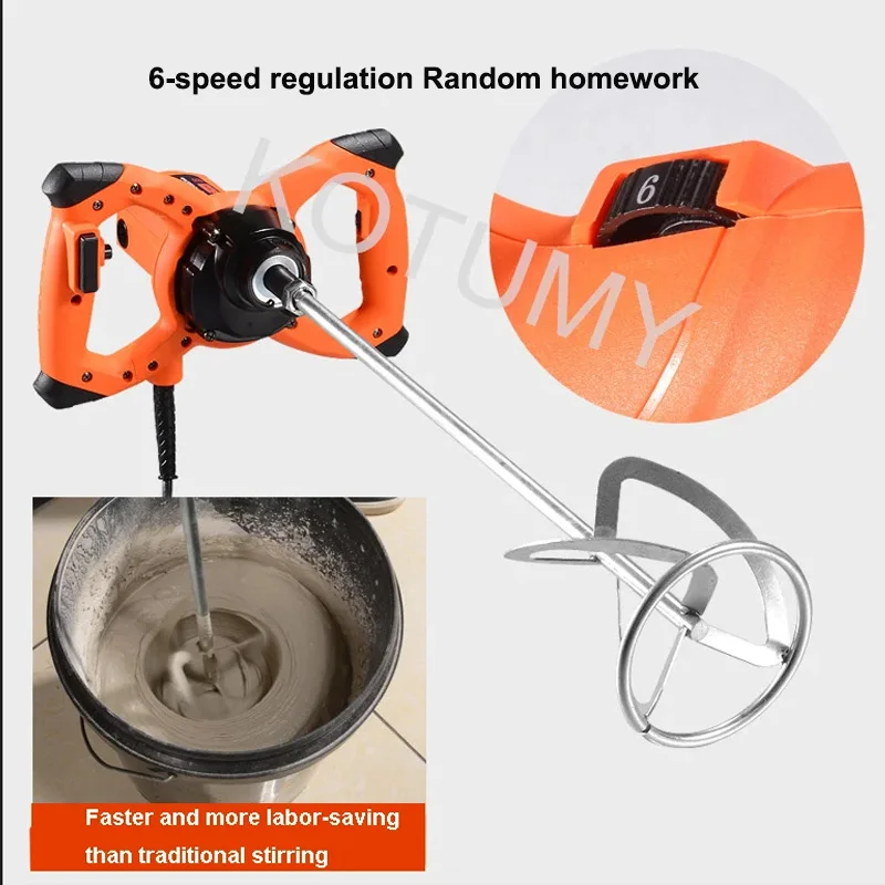 

Industrial Putty Powder Mixer Coating Paint Mixing Cement Putty Electric Handheld Asher Mixer 6 Gear Adjustable Speed Mixing Rod