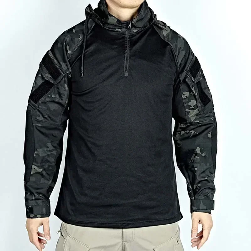 Outdoor Uniform Tactical Suits Wear Resistant T-Shirt Hooded Pants Men Clothes Combat Shirts Airsoft Paintball Hunting Clothing