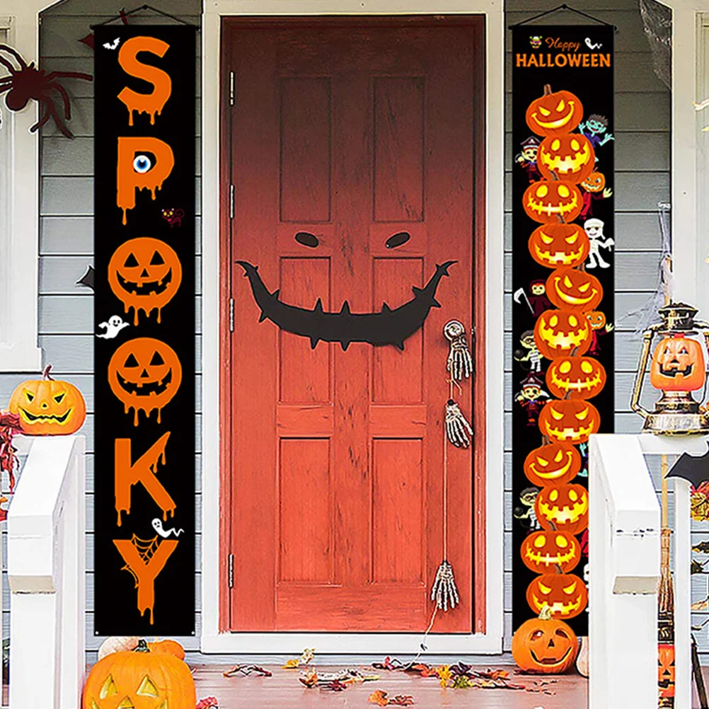 2 قطعة ستارة باب الرعب نمط مخيف مخيف ديكور الهالوين لكرنفال شبح مهرجان حفلة باب مخيف الشرفة سعيد
