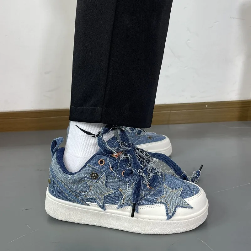 Trendy Fashionable Women's Sneakers Star Designed Outdoor Sports Shoes Versatile Thick Soled Sneakers Punk Style Skateboard Shoe