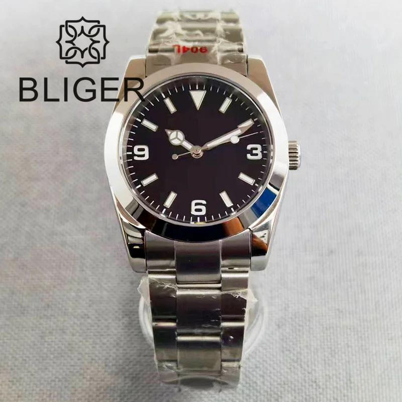 BLIGER 36mm/39mm NH35A Automatic Men Watch MIYOTA PT5000 Automatic Sapphire Glass Black White Orange Luminous Steel Strap