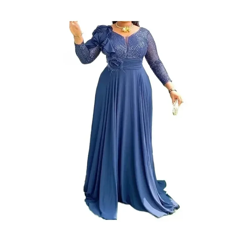 

Sequin Elegant African Dresses for Women 2025 New Africa Clothing Plus Size Wedding Party Long Dress Dashiki Ankara Outfits Robe