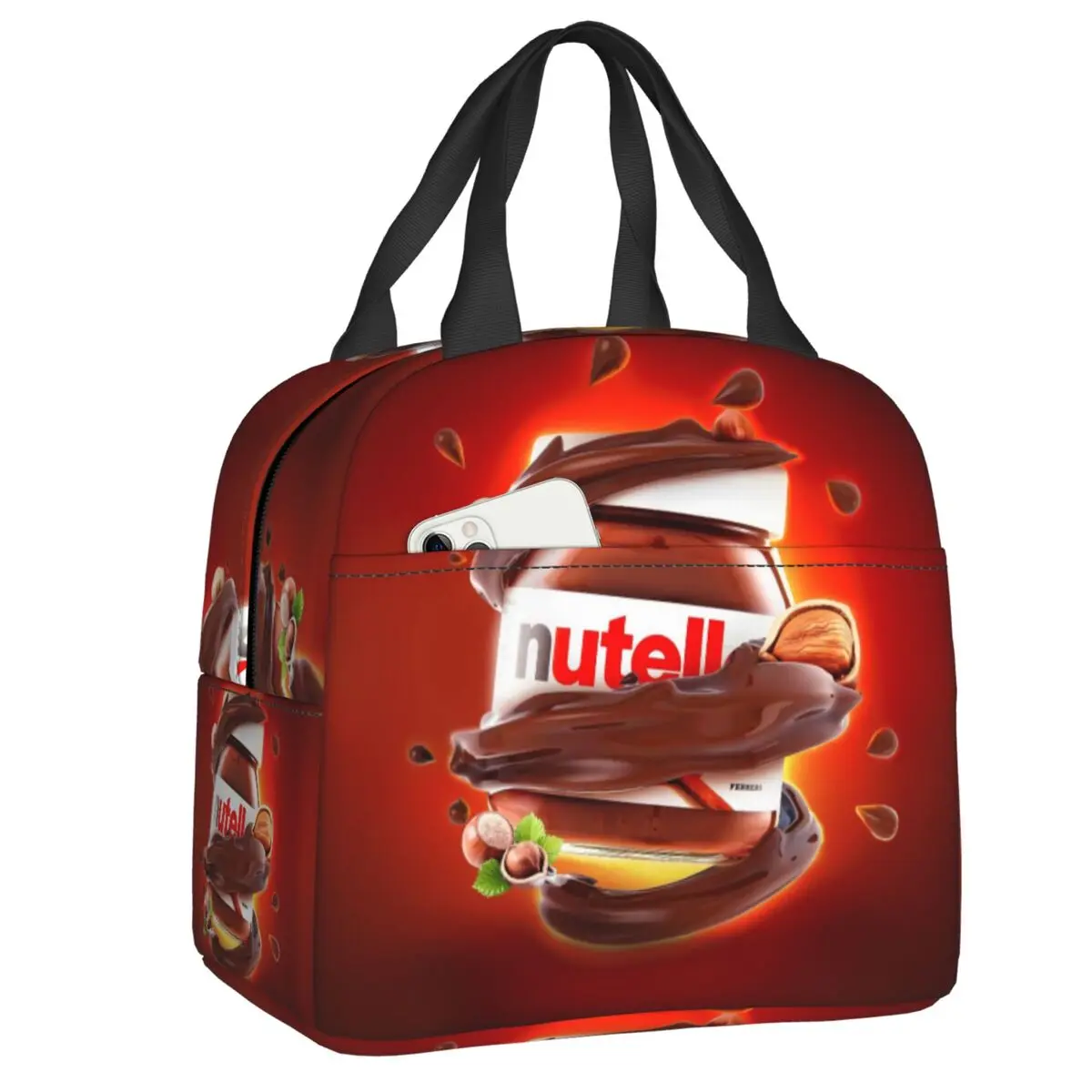 Custom Nutellas Chocolate Insulated Lunch Box Portable Thermal Cooler Lunch Bag Kids School Children Food Picnic Container Tote