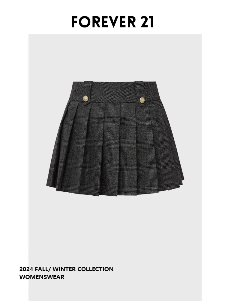 

Современная ретро-юбка в клетку для женщин, модная универсальная осенняя юбка от Forever 2, для повседневной носки, одиночный предмет