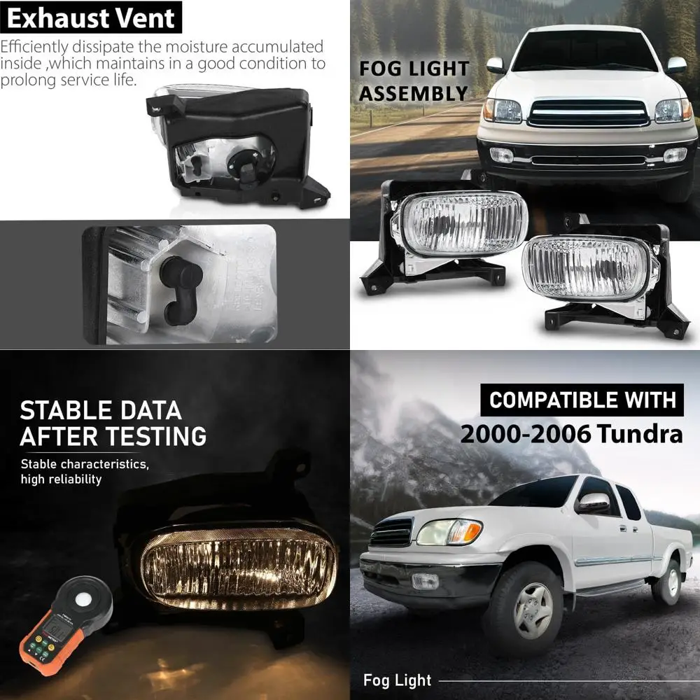 

Fog Lights with Bulbs for Driver & Passenger Side - Clear Fit for Toyota Tundra (Base, Limited, SR5) 2000-2008