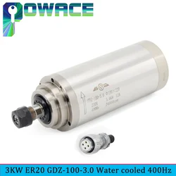 GDZ-100-3.0 3KW ER20 CNC Water Cooled Spindle Motor Cooling 100x220mm 12A For Router Engraving Milling Machine