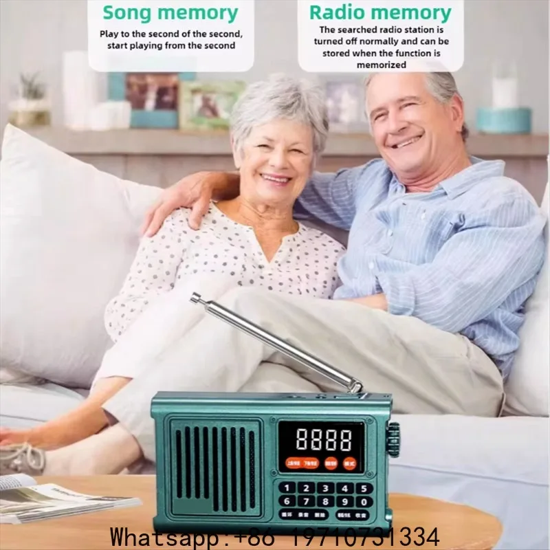 NEW Radio Portable Emergency Recargable Ham Bluetooth Sound Box AM FM Radio Mini Vintage Ham Speaker Mp3 Player Blue