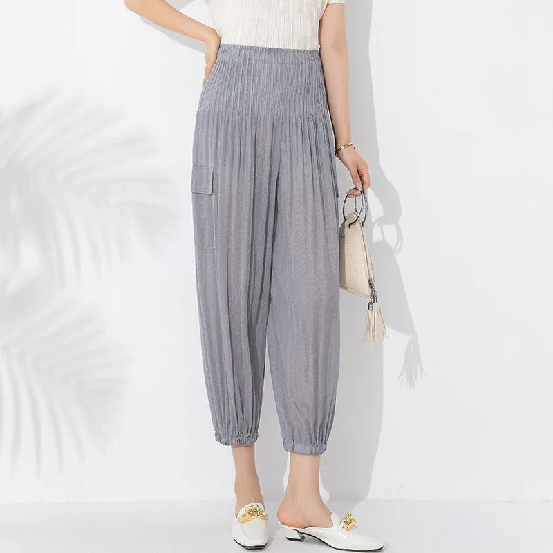 MIYAKE Style Summer new workwear pants, casual and versatile high waisted pleated loose fit large and small feet [20230266]