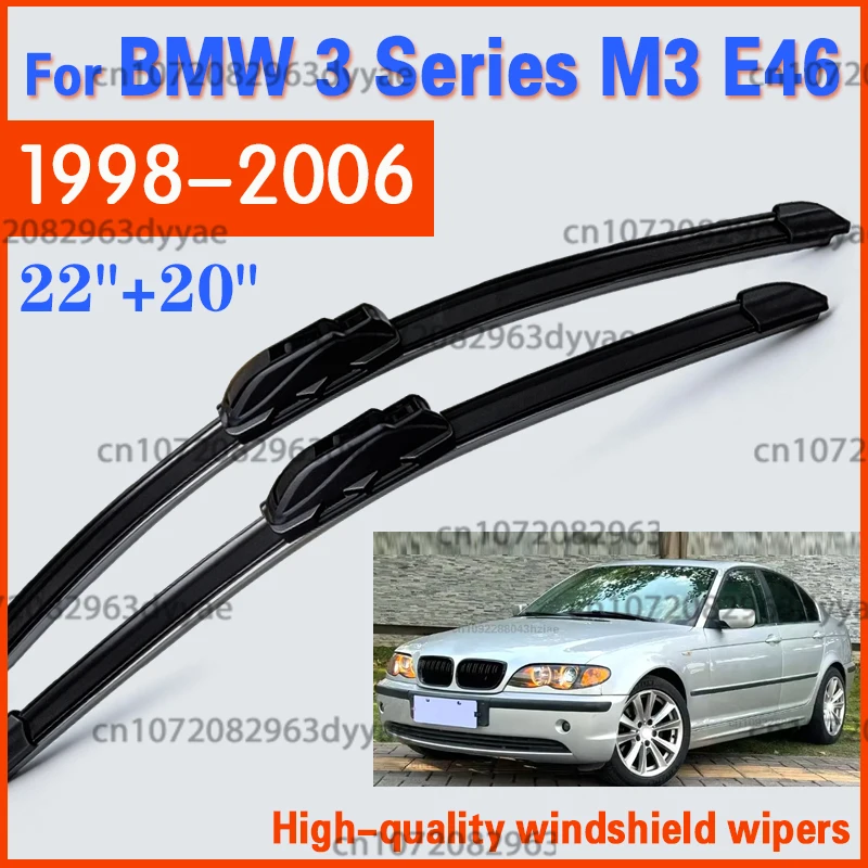 For BMW 3 Series M3 E46 1998-2006 Car Wiper U-type Soft Rubber Boneless Wiper HD Quiet Durable Automotive Wiper 22