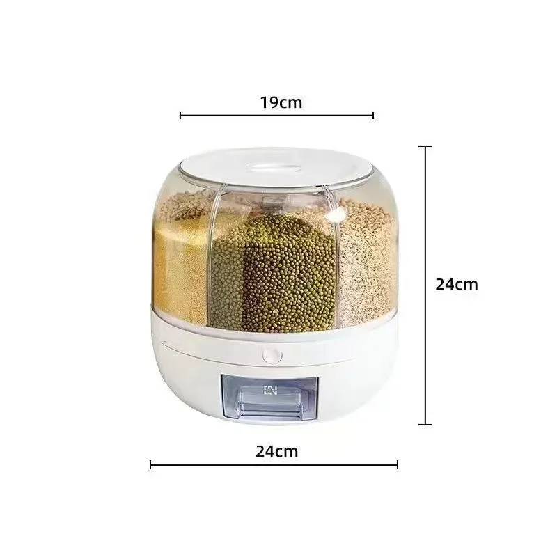 Kitchen Rotation 6kg Plastic Pet Rice Grain Dispenser Food Container Grain Bucket Storage Box Dispenser Housewarming Gift