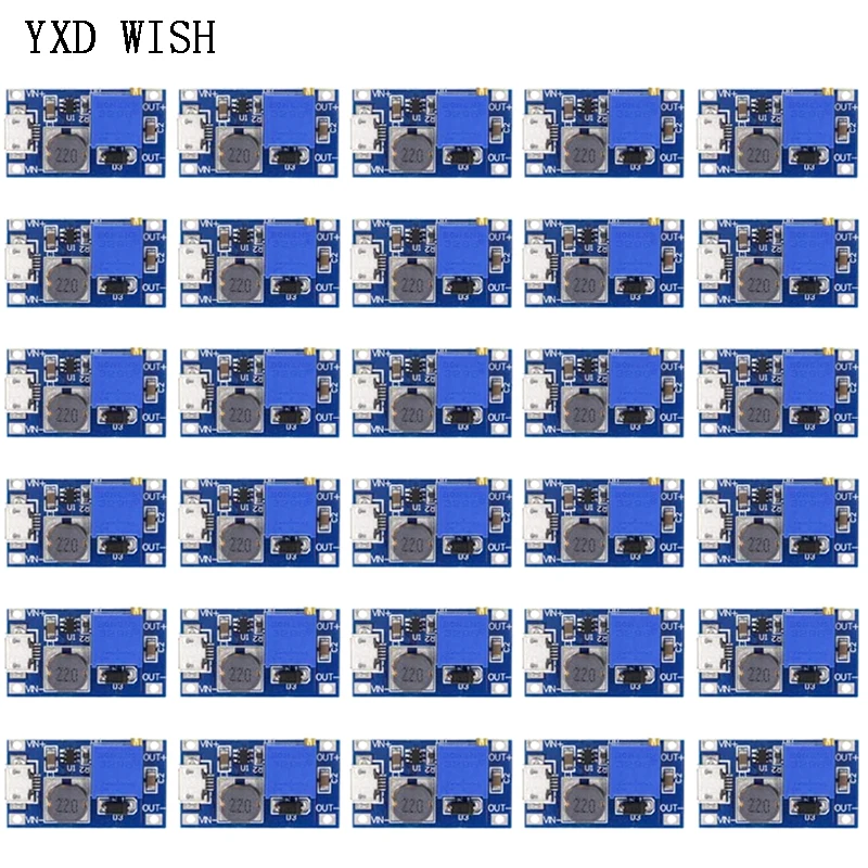 100PCS MT3608 TYPE-C/USB 2A Max DC-DC Step Up Power Module Booster Power Module 2-24V To 5V/9V/12V/28V DC DC Boost Step-up Board