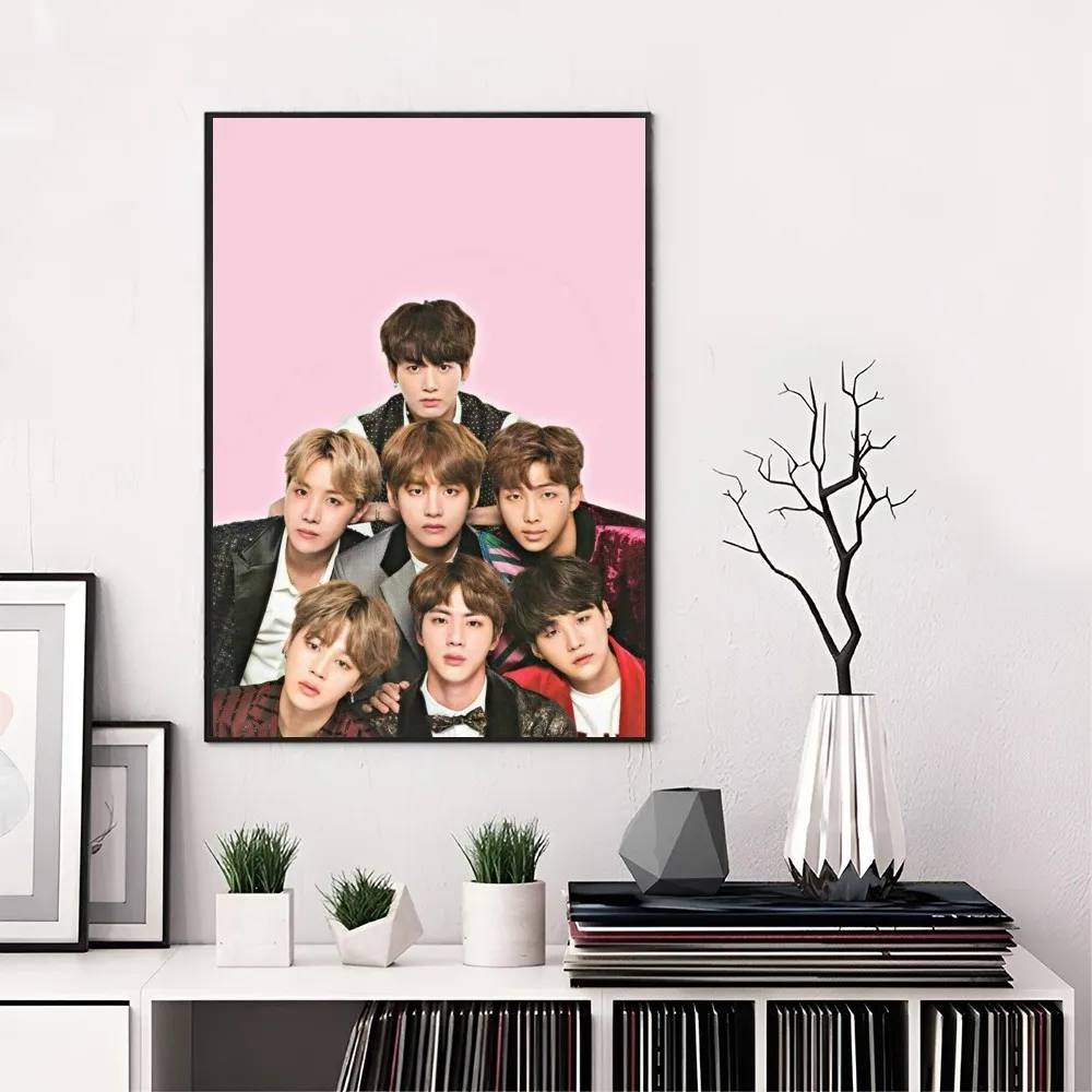 1PC Kpop Cool Man B-BTS Poster Self-adhesive Art Waterproof Paper Sticker Coffee House Bar Room Wall Decor