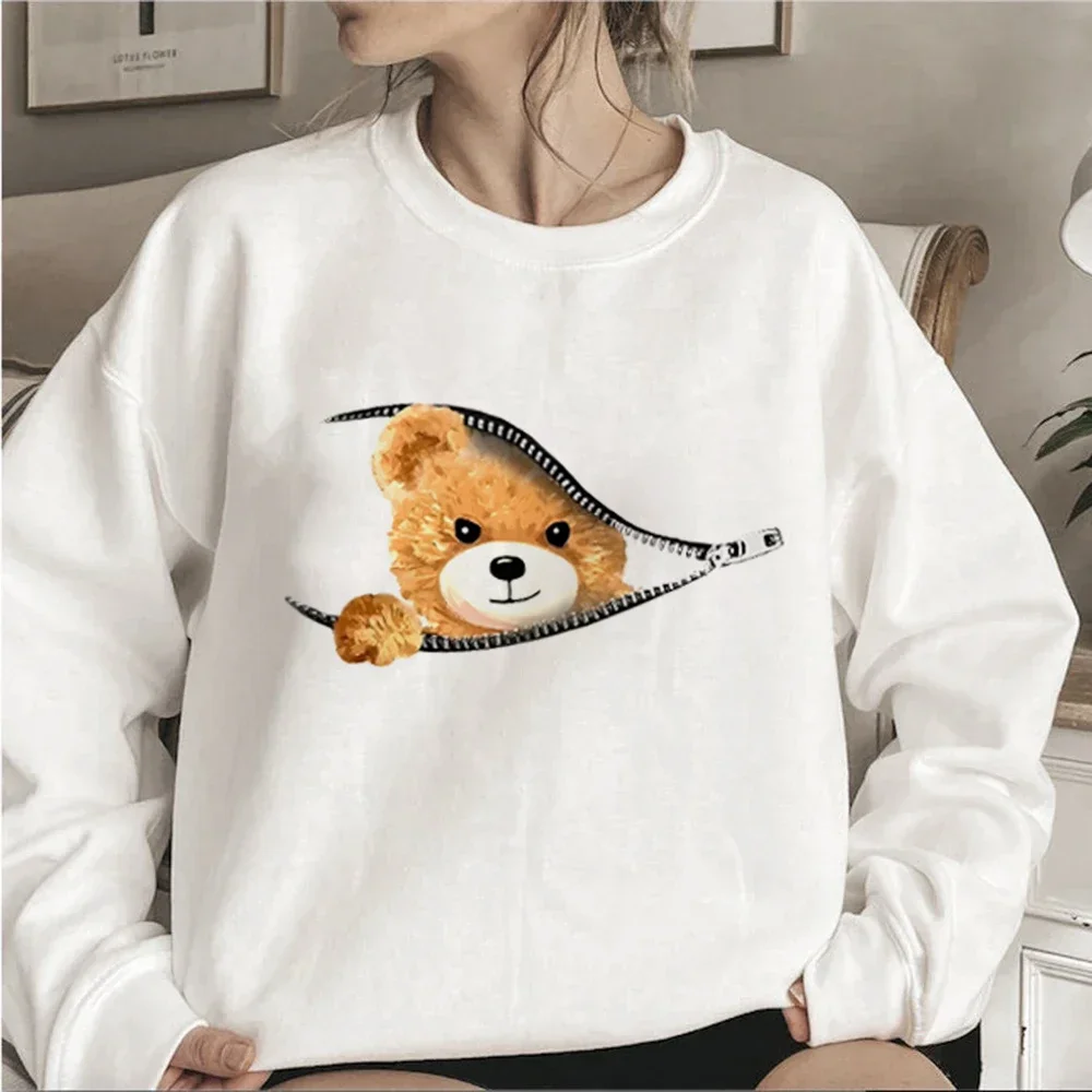 Bear Graphic Sweatshirt Sleeve CrewNeck Casual Hoodies For Autumn Women\'s Clothing Kawaii Female Harajuku Women\'s Sweatshirt