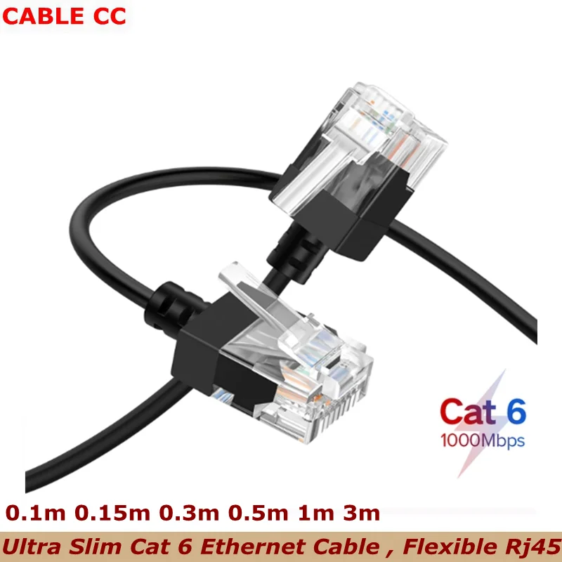 Ultra Slim Cat 6 Ethernet Cable 5 Feet, Flexible Rj45 Cat 6a LAN Cord, 10Gbps 550MHz Cat6 Network Cable for Pc, Router, Windows