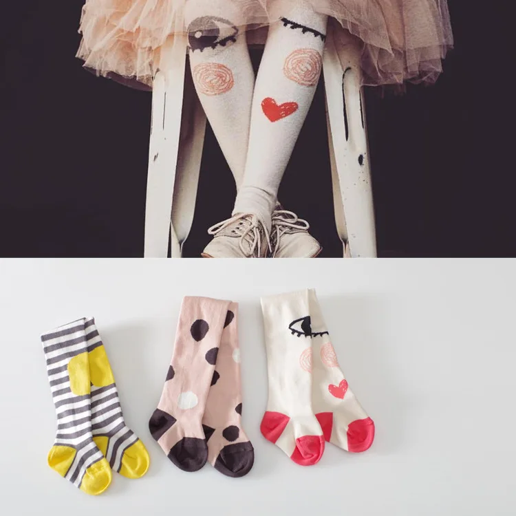 1-9 Years Spring Children Tights Cartoon Cat Baby Girl Pantyhose Cotton Knitted Cotton Cute Kids Stocking Baby Pantyhose Tights