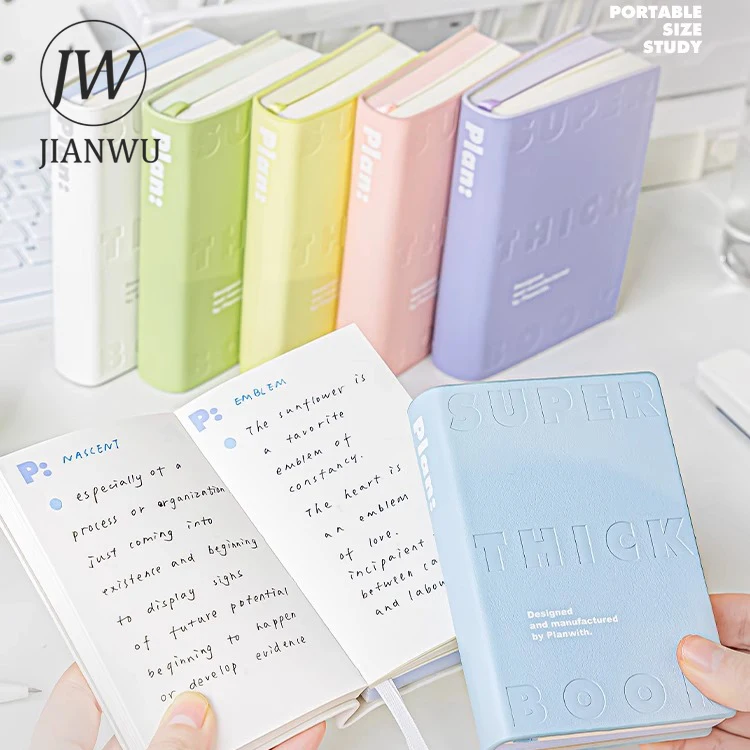 JIANWU 80 Sheets/book Thick Series Mini Dopamine Color PU Notebook Creative DIY Journal Student Supplies Stationery