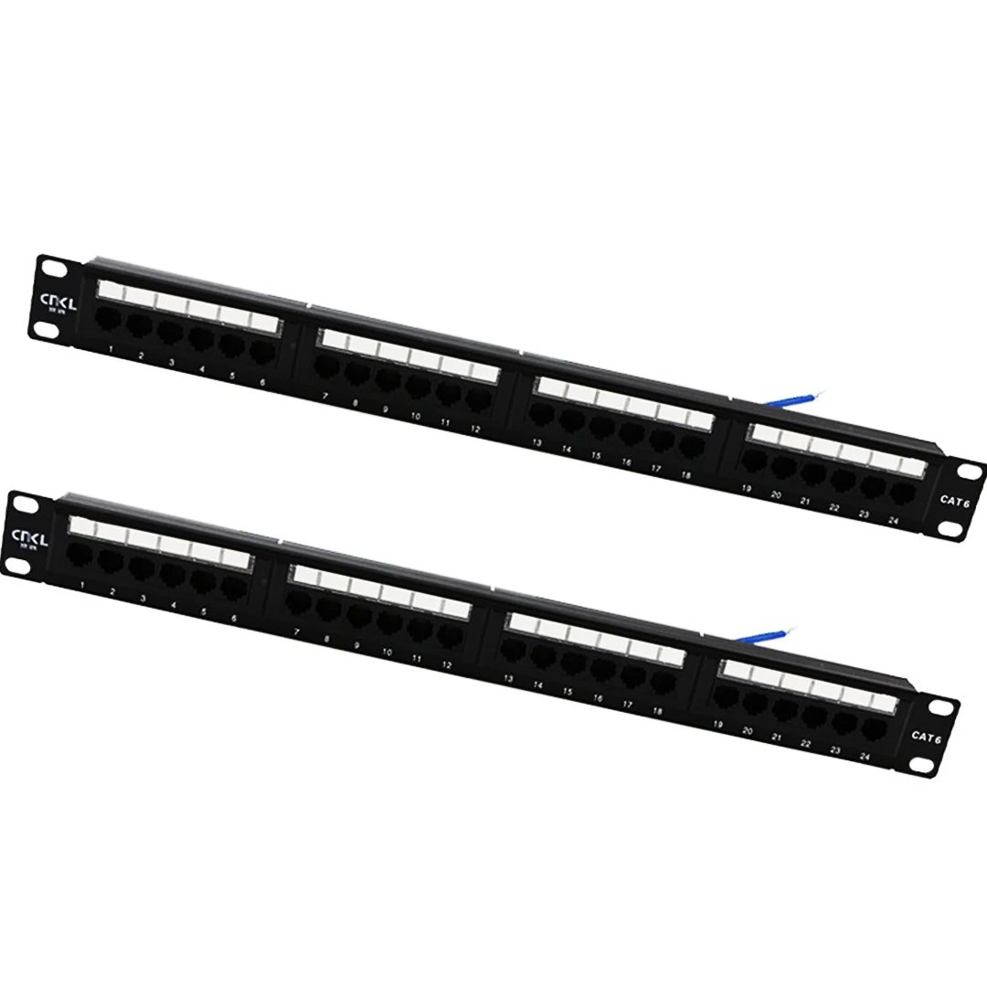 CNKL UTP CAT6 24-Port Patch Panel RJ45  19" Inch Rackmount Network Cable Adapter Keystone Jack Ethernet Distribution Frame