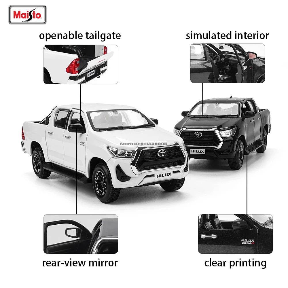 Maisto 1:27 Nowy Toyota Hilux Wysoce szczegółowy model precyzyjnego odlewania Prezent kolekcji modeli