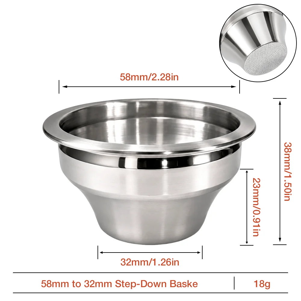 58MM Espresso Portafilter Filter Basket Variable Diameter Coffee Bowl Stainless Steel Coffee Filter Pour-over Coffee Accessories