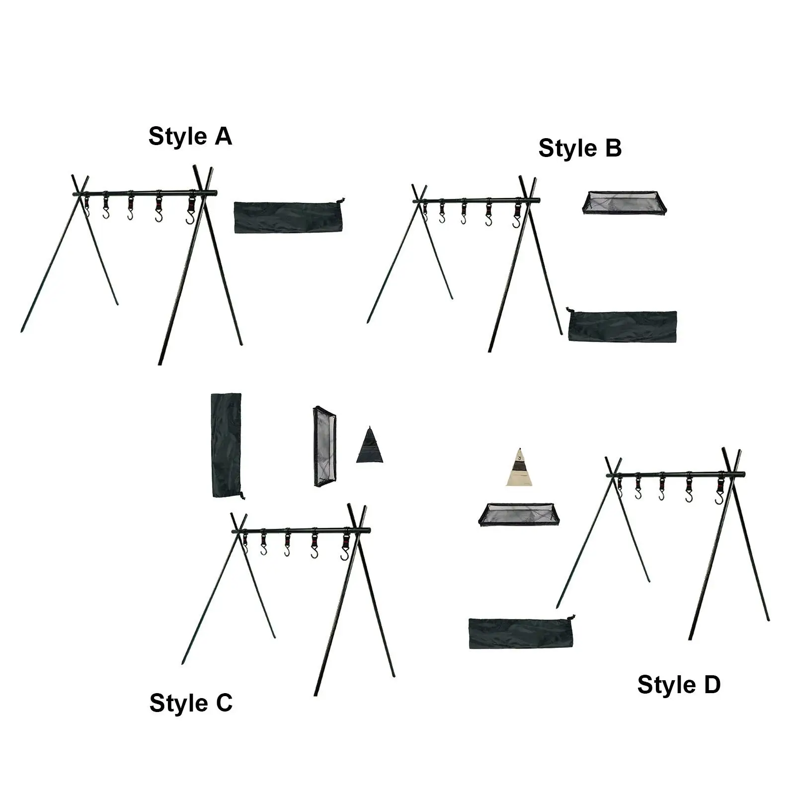 

Полка для хранения в кемпинге с крючками, стеллажи для кемпинга, складной металлический каркас
