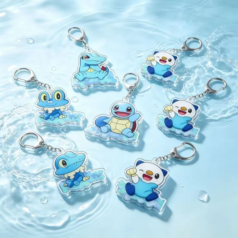 For Pokemon Elf Totodile Croconaw Oshawott Piplup Squirtle Mudkip Acrylic Selfmade Original Cute Cartoon Anime Keychain Pendant