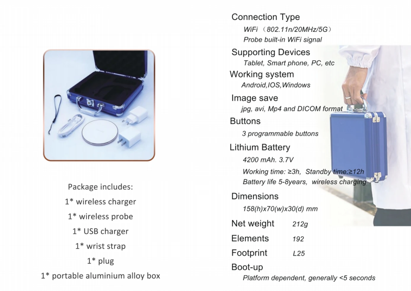 C10CS Instrumentos de Scanner Humano Dispositivo Portátil Touch Equipamento de Máquina Médica de Ultrassom Sem Fio
