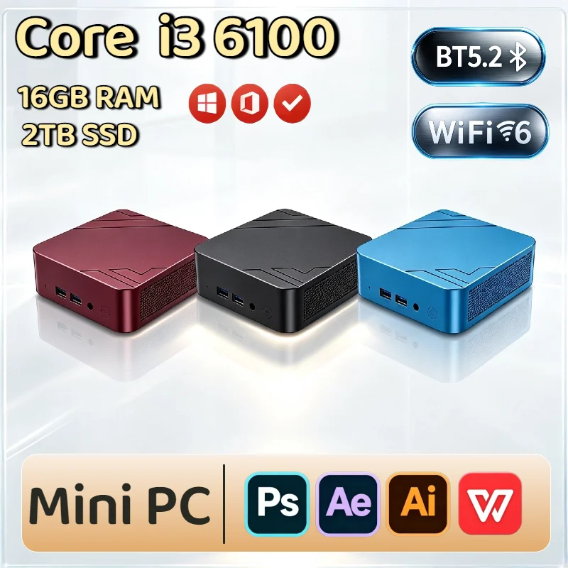 Intel Core i3 6100 Small Form Factor PC 16GB RAM 1TB 2TB M.2 SSD WiFi6 BT5.2 Low Power Pro Max Plus Ultra Unit