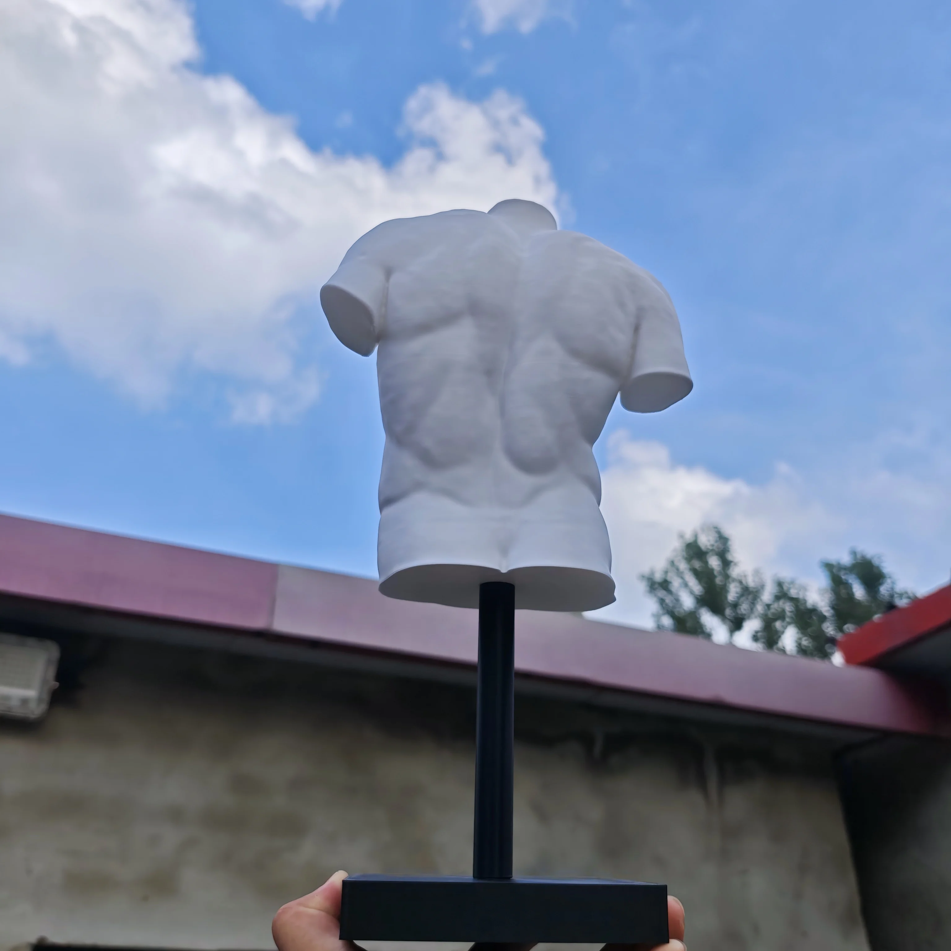 Male torso sculpture, human muscle statue, artist's painting reference model, tabletop decorative item, 3D printed artwork