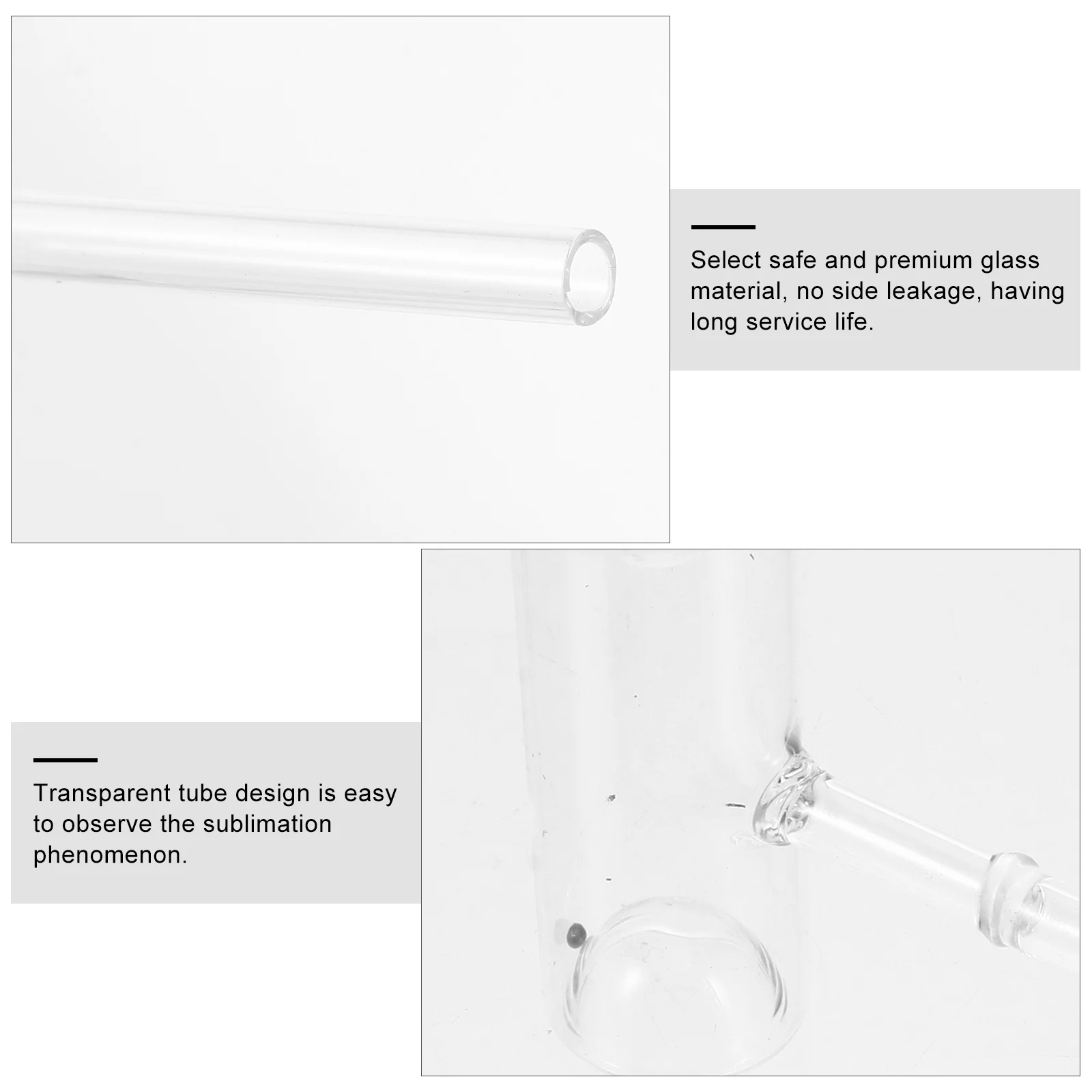 

2Pcs Sublimation Iodine Tube Glass Equipment for Physical Experiment Observation Laboratory Supplies Sublimation Tube