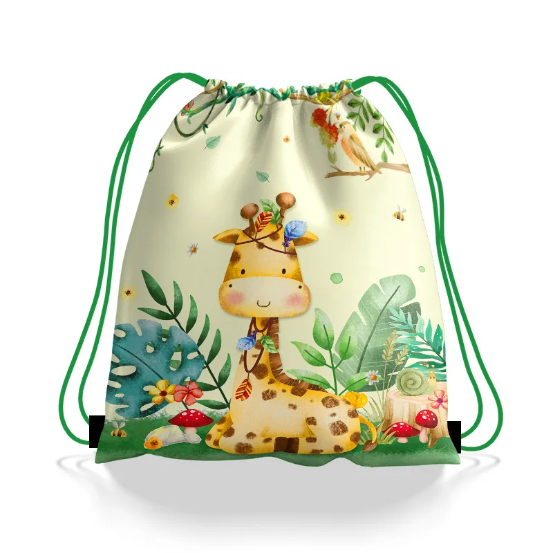 Imagem -03 - Selva Safari Party Gift Drawstring Bolsas Candy Treat Bolsa Baby Shower Favors Bolsa Meninas Meninos Aniversário Fontes do Partido 18 Pcs