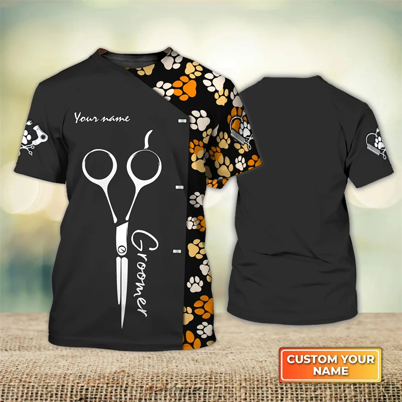 2025 신상 패션 애완견/고양이 패턴 맞춤 이름 3D 풀 프린트 티셔츠 여름 유니섹스 캐주얼 남녀 공용 티셔츠