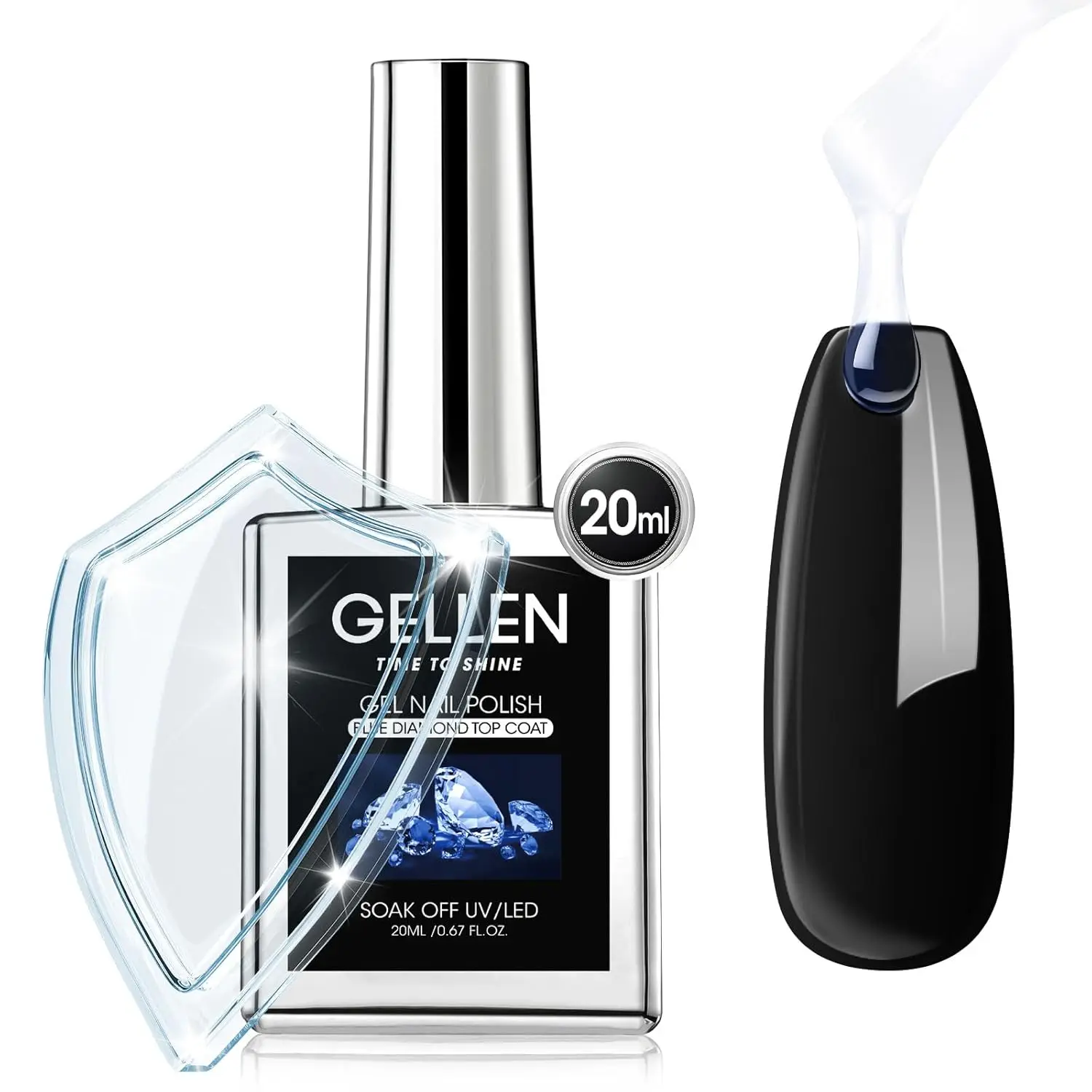 GELLEN Gel Top Coat 20ml Hochglanz Klarlack Nagelpflege Abziehbarer UV-LED-Lack für DIY-Maniküre Kunst Zuhause und Salon