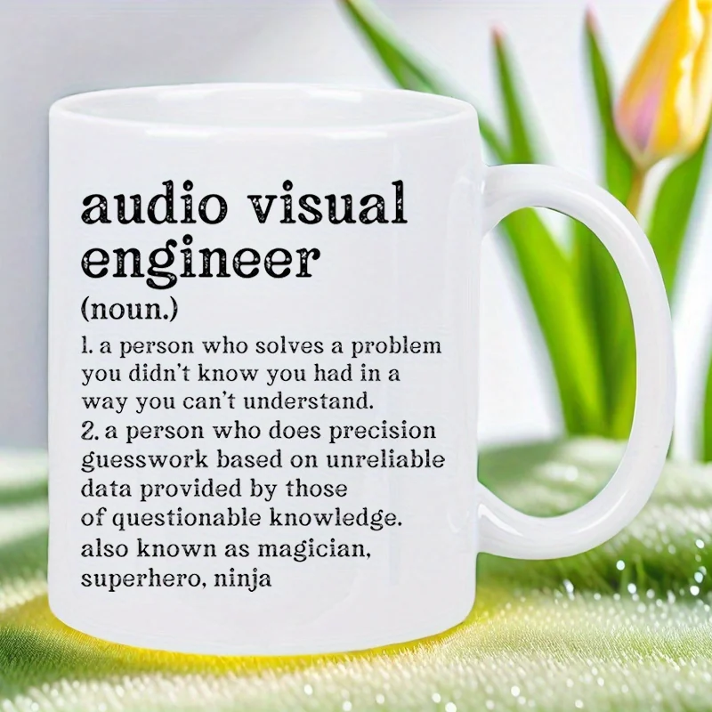 Audio Visual Engineer Ceramic Mug - Precision Guesswork Coffee Cup with Humorous Ninja Design, Reusable, Hand Wash Only, Ideal f