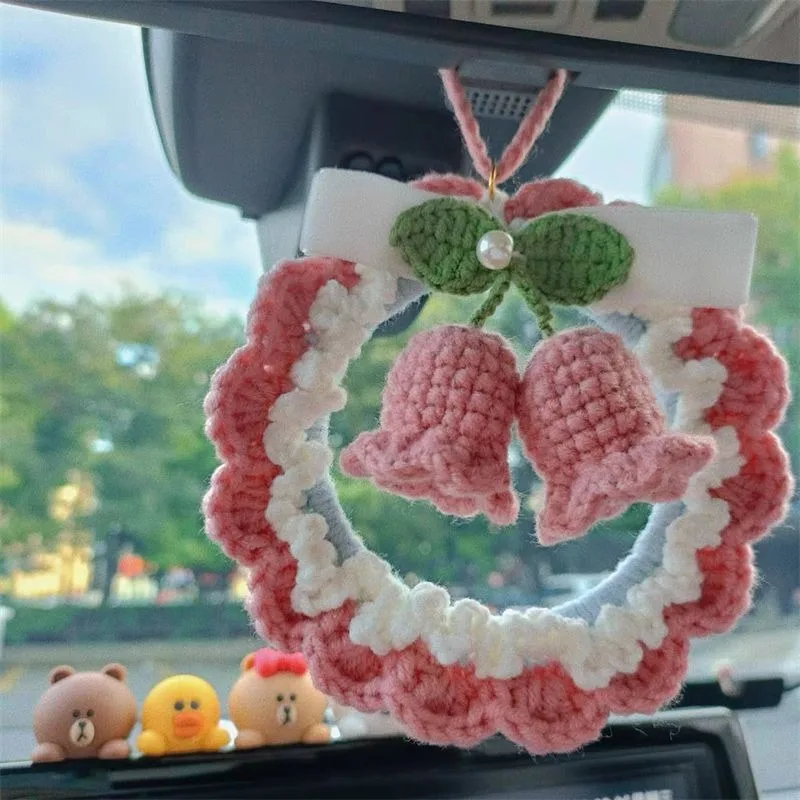 Ping An Lily of The Valley Hand-woven Car Pendant, Finished Car Interior Rearview Mirror Pendant Decoration Explosion