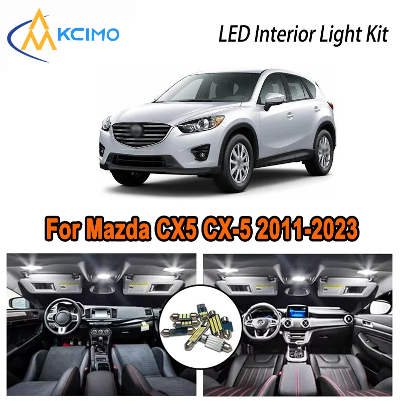

Для Mazda CX5 CX-5 2011-2023 2013 2014 2018 2019 2020 2021 светодиодный комплект внутреннего купольного освещения багажника, автомобильные светодиодные лампы Canbus без ошибок