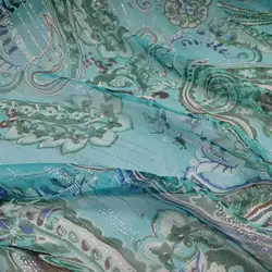 Silk Floral Chiffon Fabric Soft 6mm Metallic Jacquard Dress Scarf Material