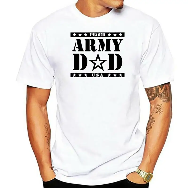 2022 New Fashion Cotton T-shirt Proud ARMY Dad Short Sleeve T-Shirt in Military Green Casual Tee Shirt