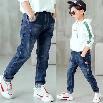Boys Slim Fit Jeans 6 3-12 Years Spring Autumn Boys Jeans Letter M Slim Fit Style Casual Long Trousers For Kids Handsome Children Birthday Present 6