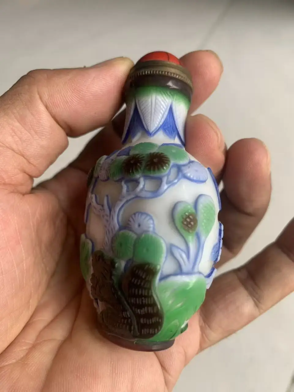 Collectable old colored glaze snuff bottle, Squirrel,with Mark,free shipping