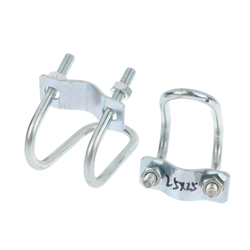 Heavy Duty U Bolt 2Pcs M8 Galvanized Double U-Cross Tube Pipe Clamp Connectors for 20/25/32mm Gas Pipe Securing