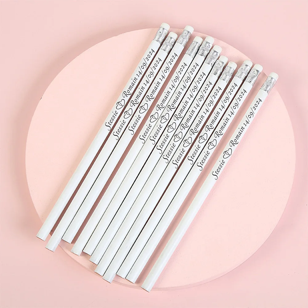 Personalized Engraved Wooden Pencils Customized School Decor Pen With Eraser Wedding Gift Favors Baby Shower Party 19CM