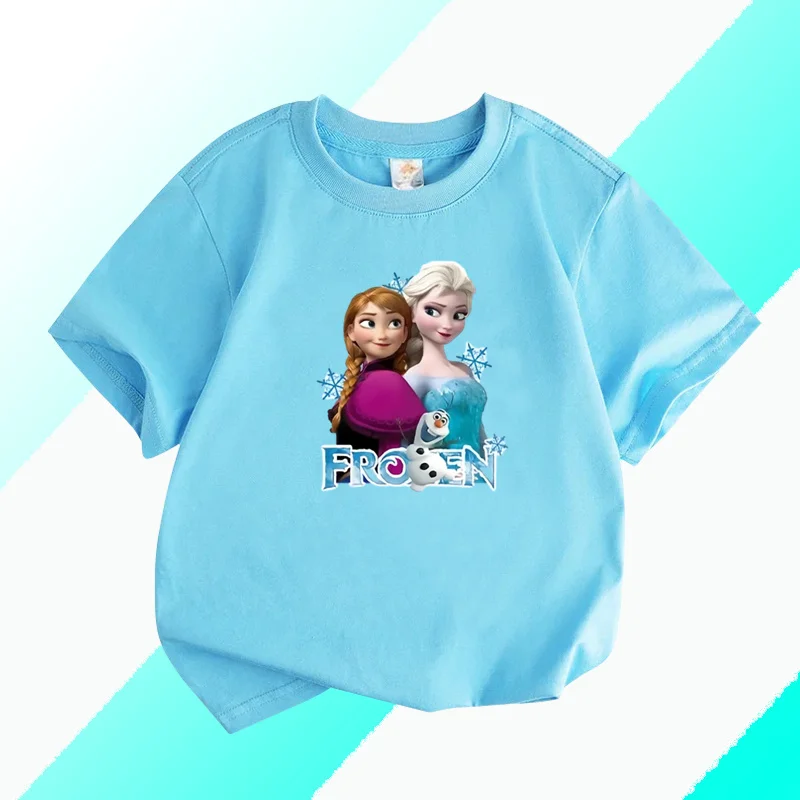 Anime Frozen Kids Clothes Summer The Snow Queen Print Soft T-shirts Boys Girls Fashion Outfits Sets Children Gift Clothing