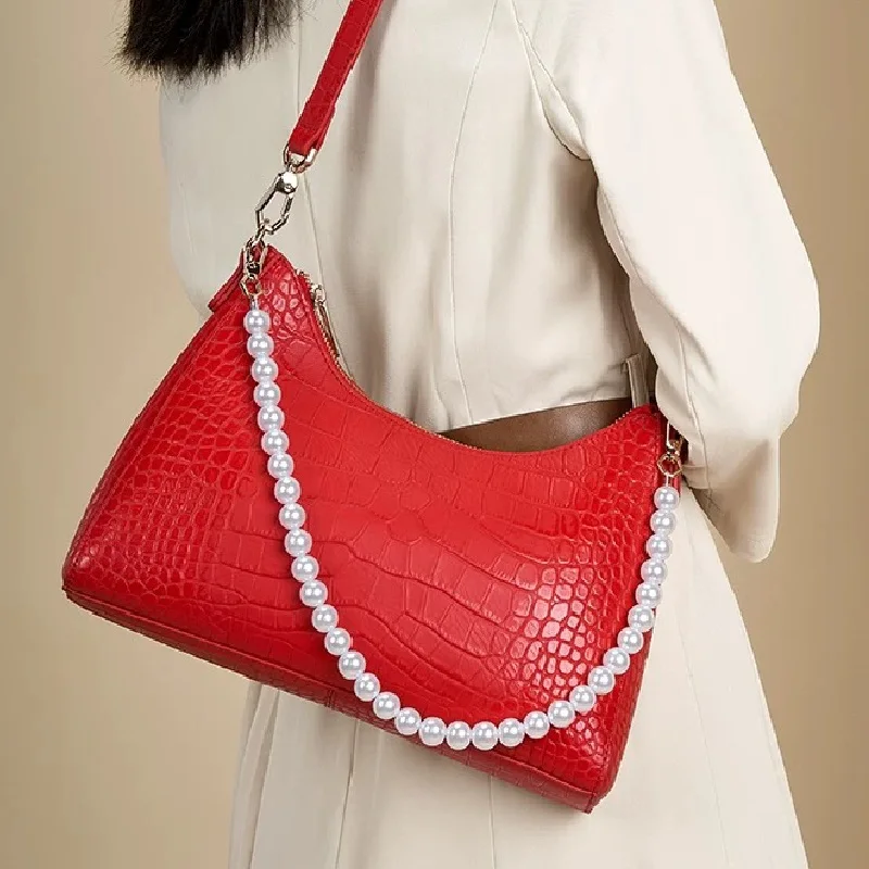 ZOOLER Full Genuine Leather Shoulder Bag Red Messenger Bags Pearls Delicated Ladies Purses Wedding Hand Bags Colors #qs358