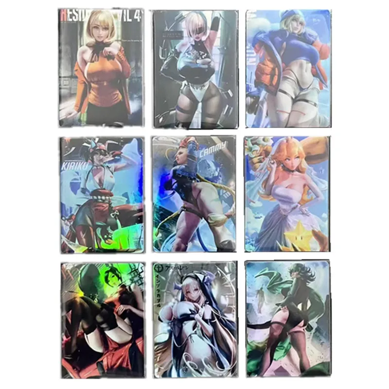 9Pcs/set Homemade Anime Cards ACG Girl Characters Sexy Nude Card Series Toys Games Gifts DIY Comic Collection Cards