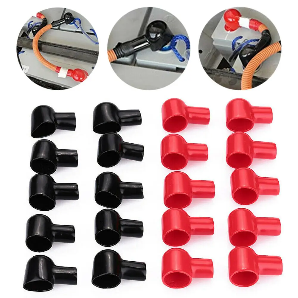 20Pcs Battery Terminal Insulating Rubber Protector Covers for 20mm Terminal 15mm Cable Red Black 10 Pairs Replacement Tools