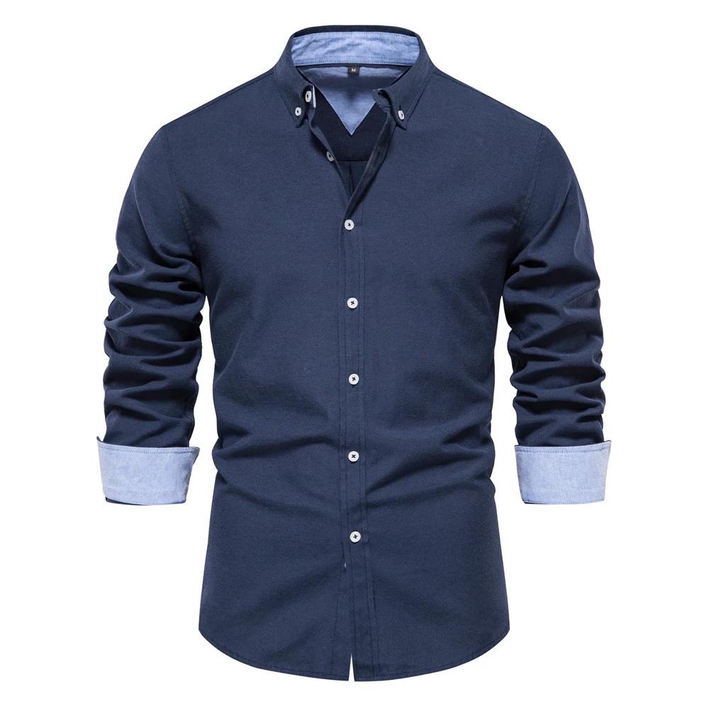 AIOPESON 2023 Neue Herbst Baumwolle männer Oxford Hemd Langarm Taste Unten Social Business Casual Shirts für Männer