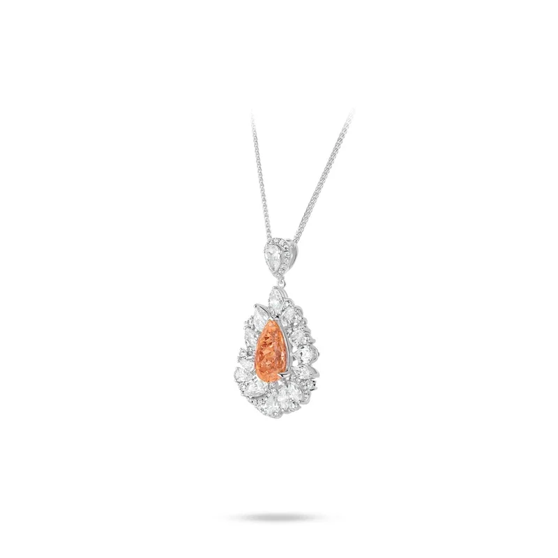 BELLUX Pendant Chain 925 Silver Synthetic Zircon Original Design Color Changing Fanta Garnet‌ Water Drop Flower Necklace