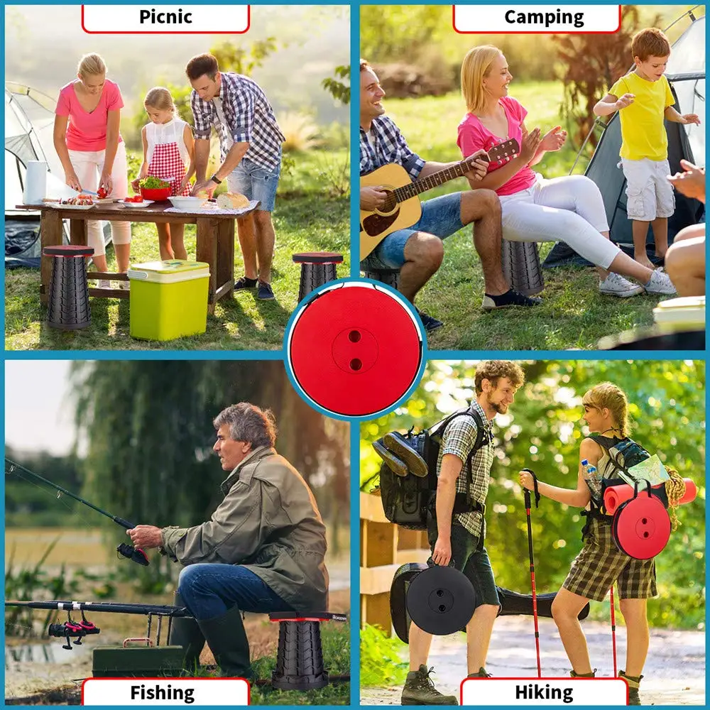 Tabouret rétractable télescopique pliable et Portable pour voyage et pêche, charge élevée pour adultes, intérieur et extérieur