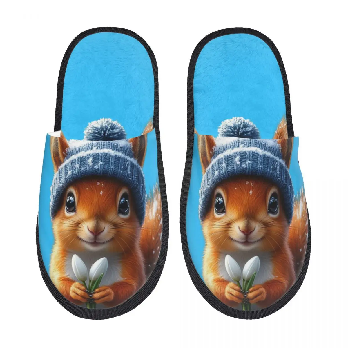 Custom Cute Squirrel Memory Foam Slippers Women Comfy Warm House Slippers