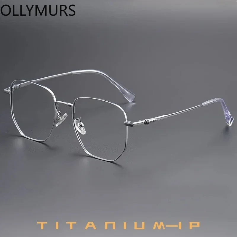 

OLLYMURS мужские и женские модные очки из титанового сплава, оправа для очков, многоугольная ретушь, большие размеры, оптические очки по рецепту 122217